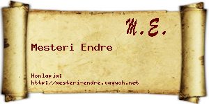 Mesteri Endre névjegykártya
